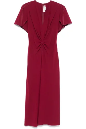 Victoria Beckham Gathered V-neck midi dress