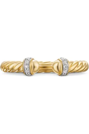 David Yurman 18kt yellow Cable Band Open diamond ring (2.8mm)