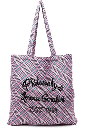 Serafini Logo-print check beach bag