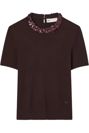 Tory Burch Embroidered-neckline t-shirt