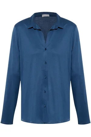 Hanro Long-sleeve buttoned pajama shirt
