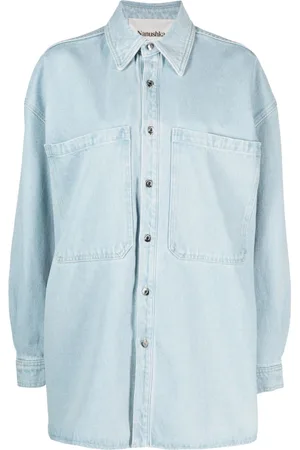 Nanushka Beaux sun-bleached denim shirt