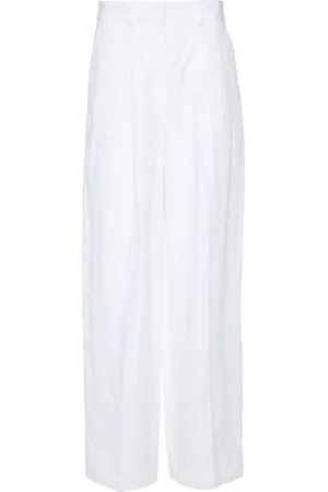 THEORY Pleat-detailing linen trousers