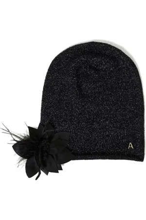 Twin-Set Floral brooch knit beanie