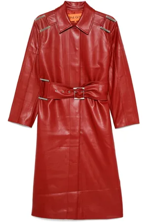 STINE GOYA Belted faux-leather coat