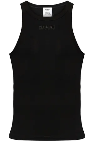 Vetements Logo-embroidered stretch-cotton tank top