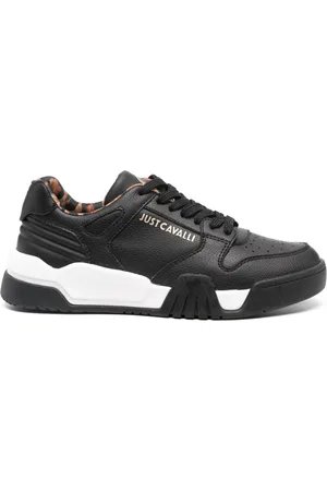 Roberto Cavalli Embossed-logo leather sneakers