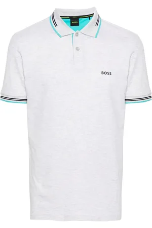 HUGO BOSS Rubberised-logo m??lange polo shirt