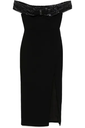 Self-Portrait Crepe bow midi dress