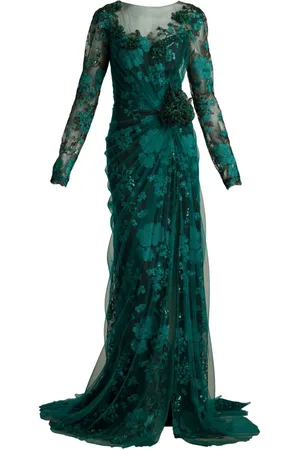 Tadashi Shoji Floral-appliqu?? tulle gown