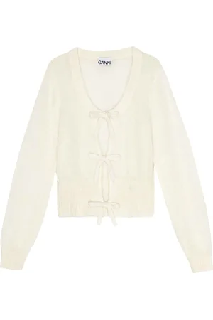 Ganni Bow detailing long sleeve cardigan