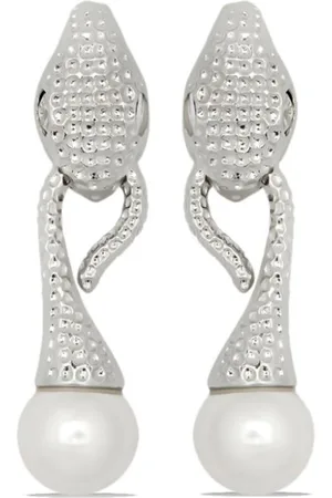 Oscar de la Renta Snake Pearl drop clip-on earrings