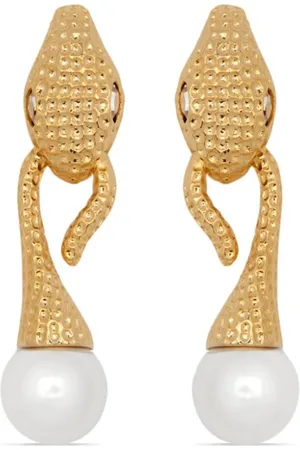 Oscar de la Renta Snake Pearl drop clip-on earrings