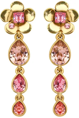 Oscar de la Renta Flower Teardrop clip-on earrings