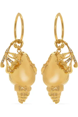 Oscar de la Renta Coral & Shell hoop earrings