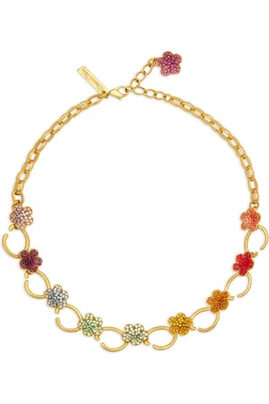 Oscar de la Renta Crystal Flower O chain-link necklace