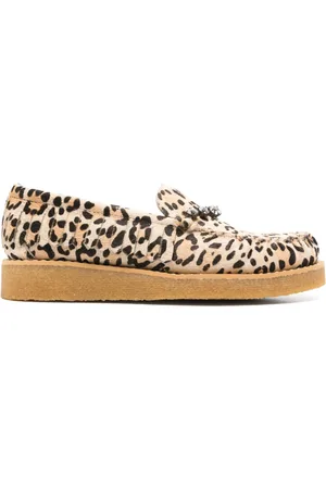 FORTE FORTE Crystal-embellished animal-pattern loafers