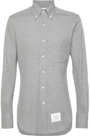 Thom Browne M??lange-effect piqu?? shirt