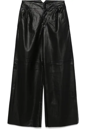 DKNY Faux-leather wide-leg trousers
