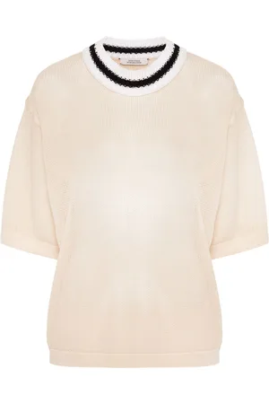Dorothee Schumacher Contrasting collar semi-sheer knitted T-shirt