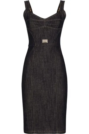 Dolce & Gabbana Logo-plaque midi denim dress
