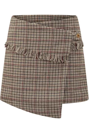 Ganni Checked wrap mini skirt