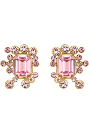 Oscar de la Renta Mixed-crystal cluster earrings