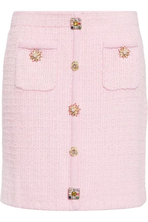 Self-Portrait Jewel-button knitted mini skirt