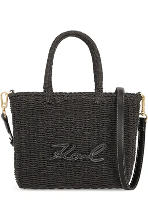 Karl Lagerfeld Signature raffia beach tote bag