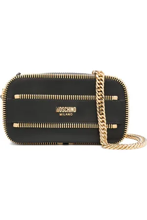 Moschino Logo plaque leather crossbody bag