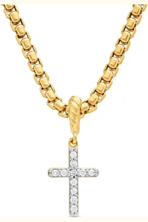 David Yurman 18kt yellow Cable Collectibles Cross diamond amulet (17mm)