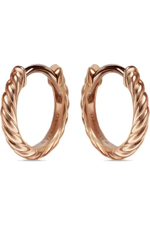 David Yurman 18K rose gold Sculpted Cable huggie hoop earrings (10.7mm)