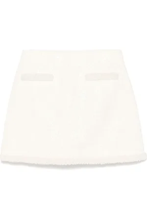 Self-Portrait Boucl?? pearl-trim mini skirt