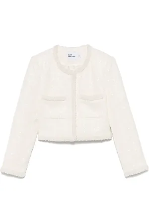 Self-Portrait Boucl?? faux-pearl-trim jacket