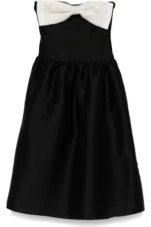 Self-Portrait Taffeta contrast-bow midi dress