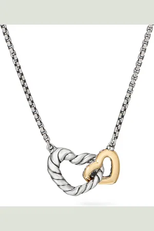 David Yurman 18kt yellow gold and sterling Cable Collectibles Interlocking Heart necklace (16.4mm)