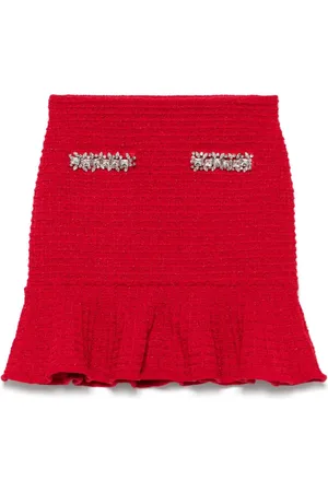 Self-Portrait Grid-knit mini skirt