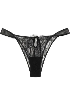 Kiki de Montparnasse Leather-trim lace cheeky briefs