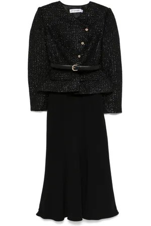 Self-Portrait Boucl?? asymmetric midi dress