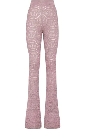 Philipp Plein Monogram-pattern open-knit trousers