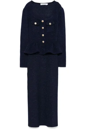 Self-Portrait Knit peplum midi dress