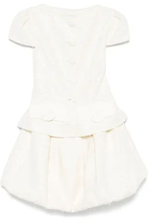 Self-Portrait Bow-detail boucl?? mini dress