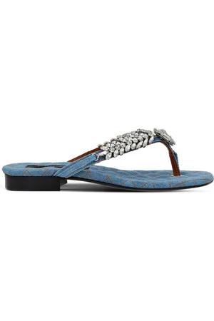 Philipp Plein Crystal-embellished denim flip-flops