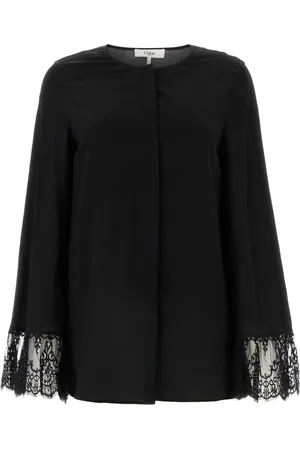 Chloé Crepe-de-chine collarless blouse