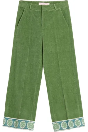 VALENTINO GARAVANI Jacquard-hem velvet trousers