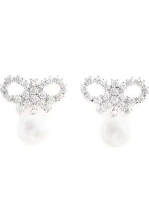 Self-Portrait Micro Bow Pearl Earrings