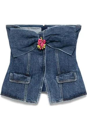 Self-Portrait Denim bandeau top