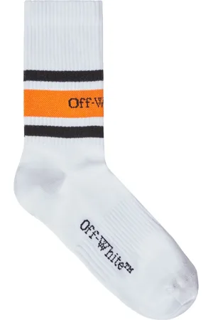 OFF-WHITE Striped logo-intarsia socks