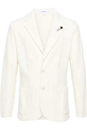 LARDINI Chevron-knit single-breasted blazer
