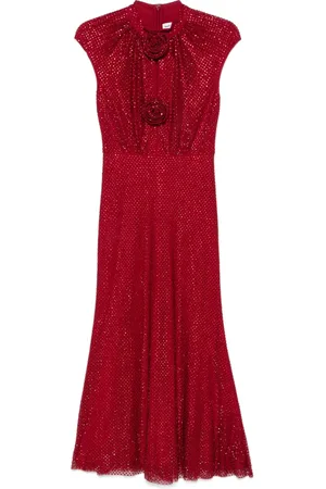 Self-Portrait Rhinestone fishnet midi dress